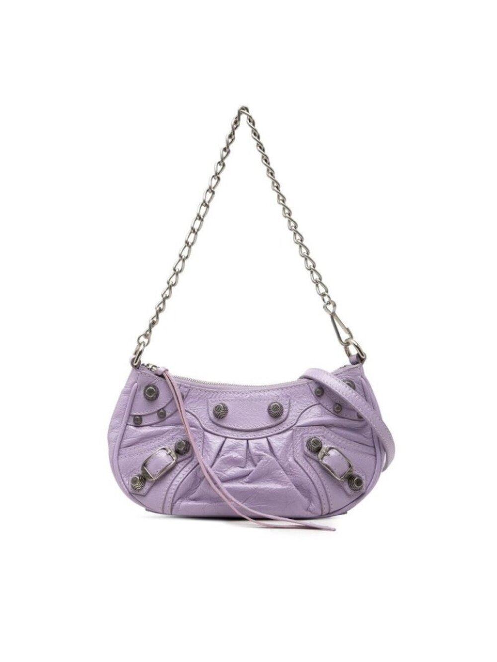 Balenciaga Le Cagole Mini Chain 2-Way Shoulder Bag Purple Leather